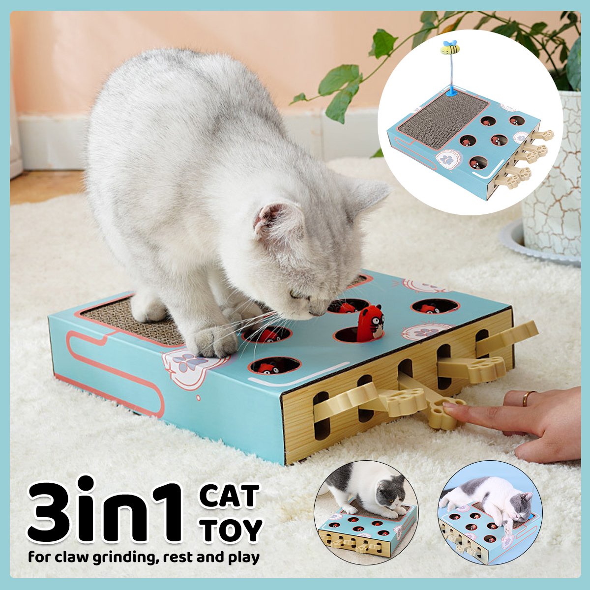 Multifunctional Interactive Cat Toys Corrugated Scratch Board for Cats