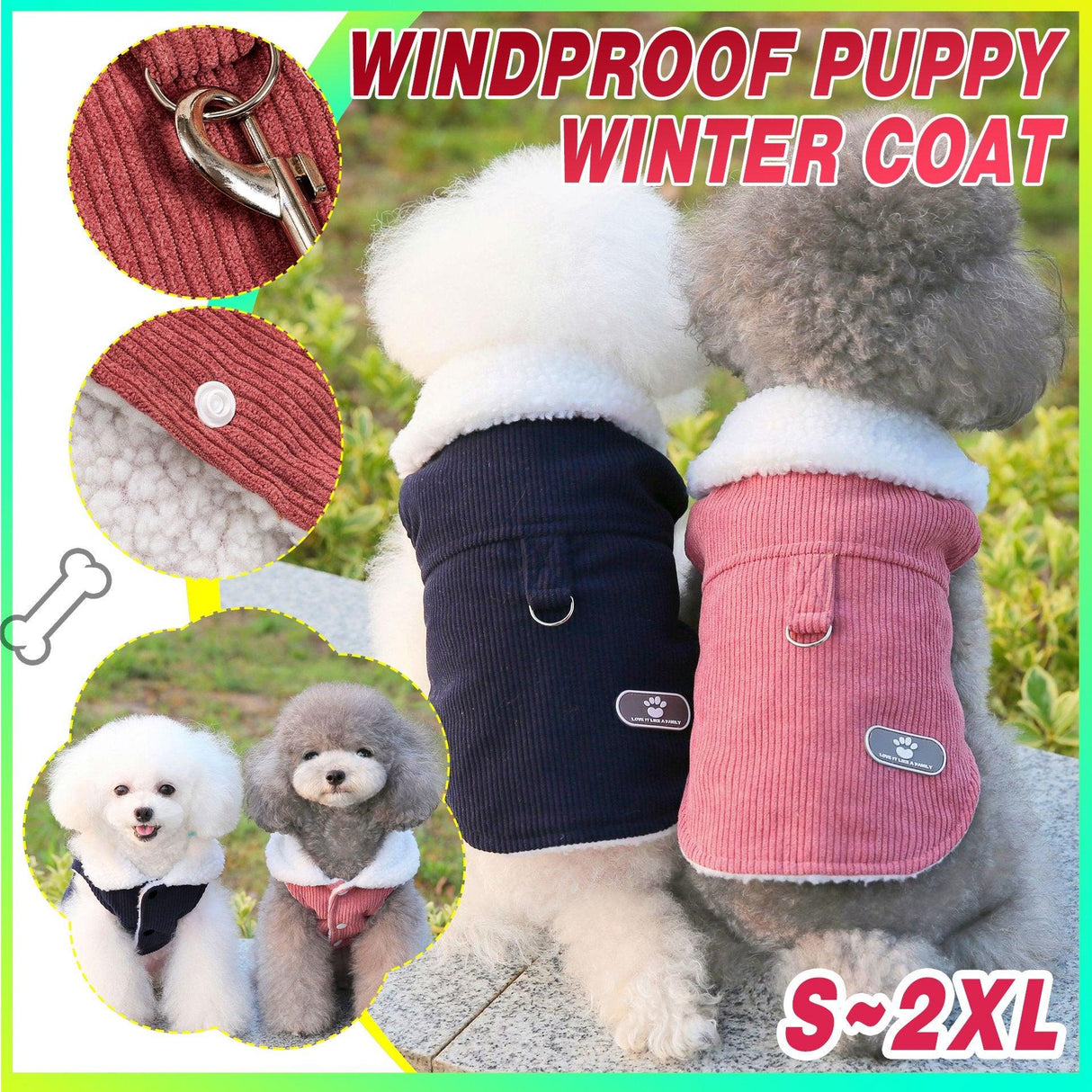 Pet Dog Clothes Jackets Warm Jumper Windproof Puppy Winter Coat Clothes Clothing