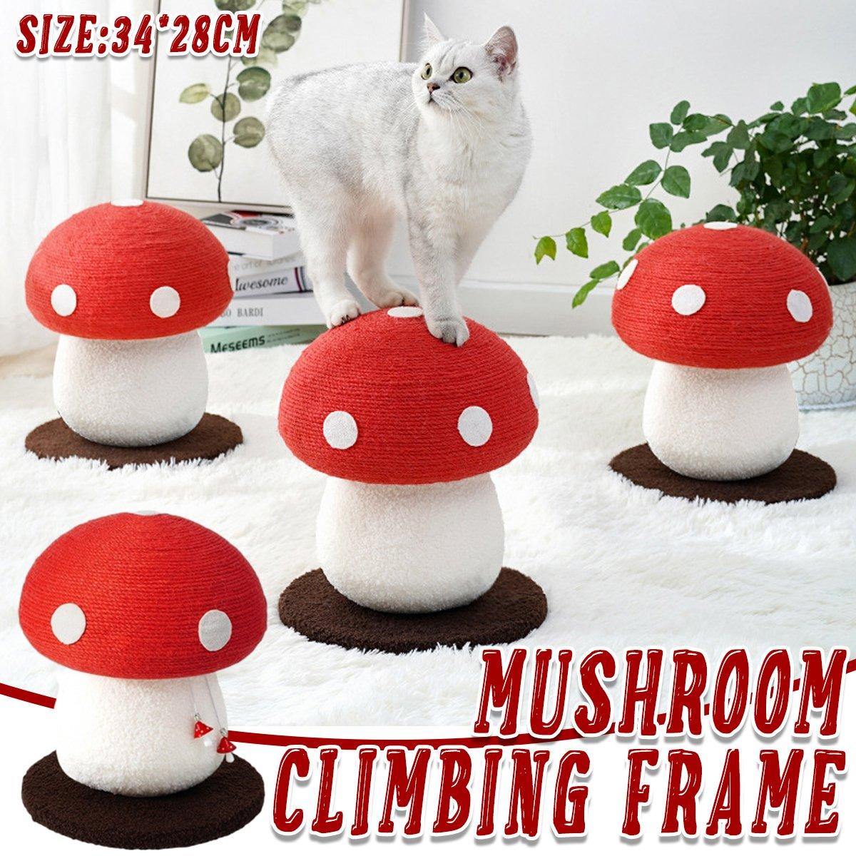 Red Mushroom Cat Climbing Rack Sisal Scratching Post for Cats