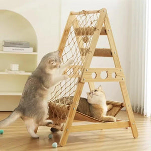 Multifunctional Cat Climbing Frame Hammock Scratching Post & Play Ball