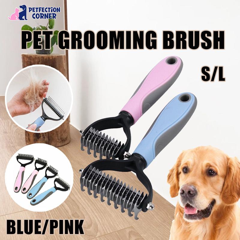 Premium Dog & Cat Deshedding Grooming Comb - Undercoat Rake Trimmer Brush