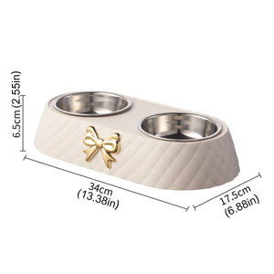 Stainless Steel Double Pet Bowl Non-Slip Anti-Knock Dog Cat Feeder