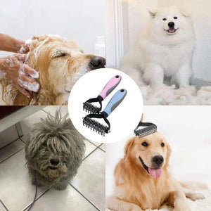 Premium Dog & Cat Deshedding Grooming Comb - Undercoat Rake Trimmer Brush