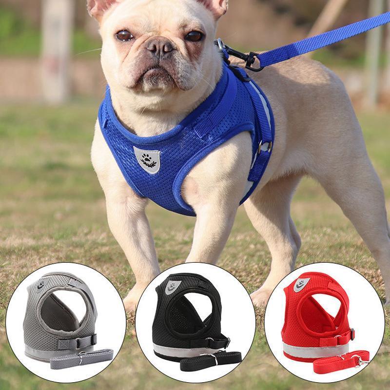 Reflective Dog Cat Pet Harness Leash Puppy Soft Adjustable  Vest Mesh Clothes