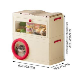 3-in-1 Pet Multifunctional Storage Box Cat Nest Scratcher & Organizer