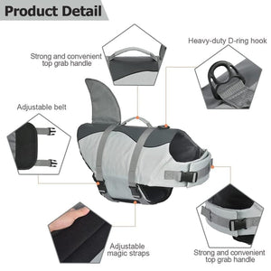 Pet Life Jacket with Shark Fin Design Dog Flotation Vest for Safe Swimming