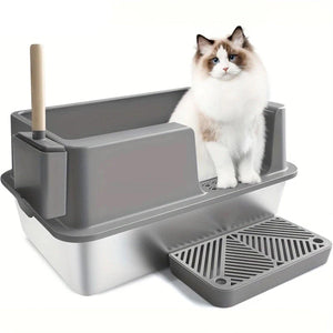 Stainless Steel Cat Litter Box Leak-proof Sand Large Space Litter Box