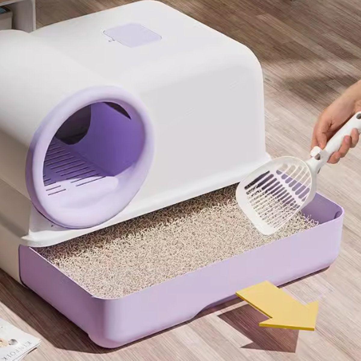 Fully Enclosed Cat Litter Box with Drawer Design Extra-Long Corridor & Leak-Proof