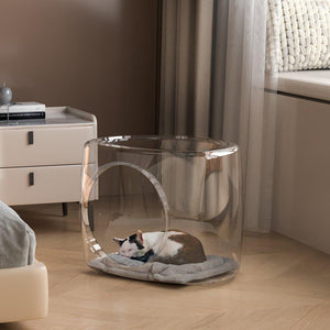 Clear Acrylic Pet Nest Semi-Enclosed Space Capsule Bed for Cats & Small Pets