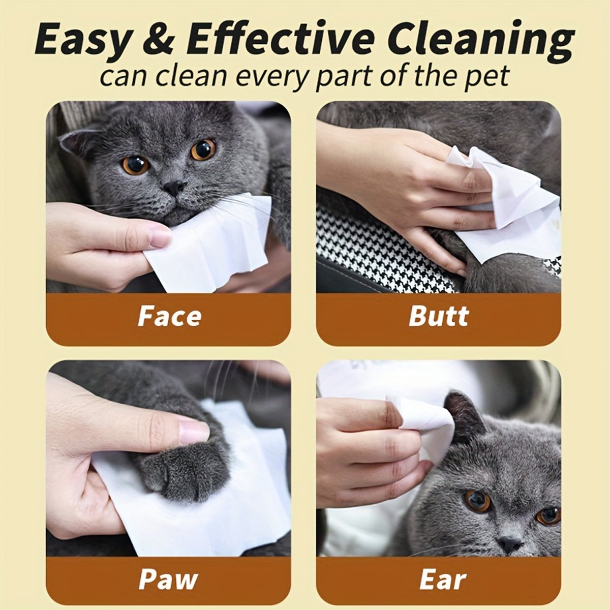 Gentle Ear Care Wipes for Healthy Ears Pet Ear Cleaning Wipes for Dogs and Cats