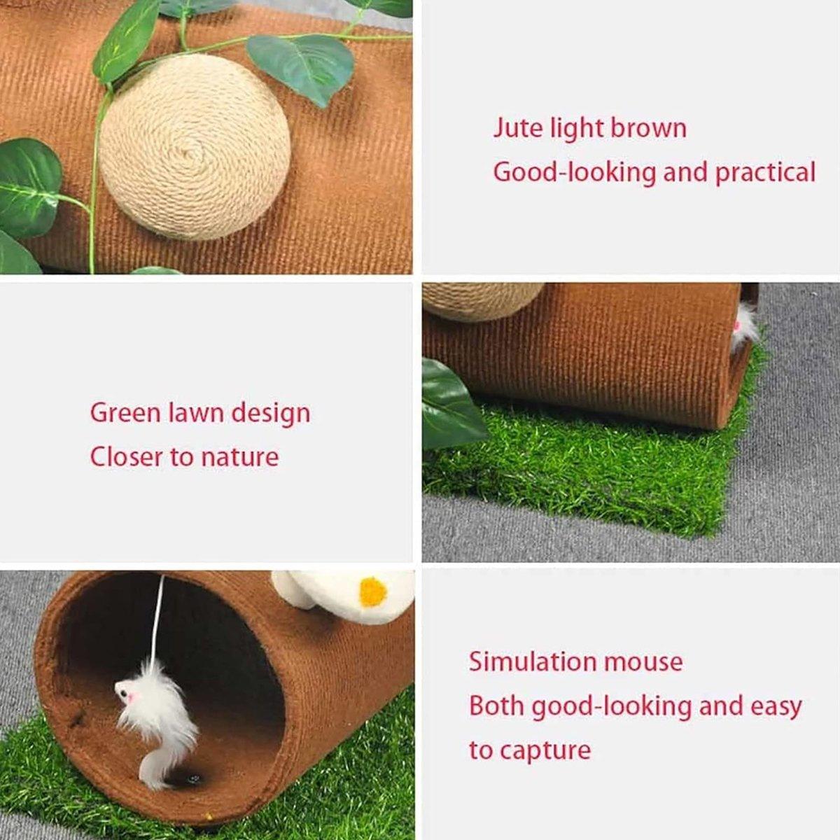 Multifunctional Sisal Cat Scratching Board Tunnel for Play and Rest