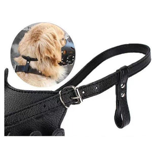 Adjustable Leather Pet Dog Mask Mouth Muzzle Anti Barking