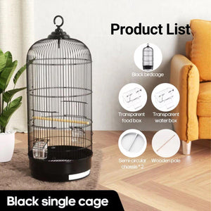 Round Bird Cage Metal Cage Large Pet Birdcage Indoor Outdoor Parrot Hamster