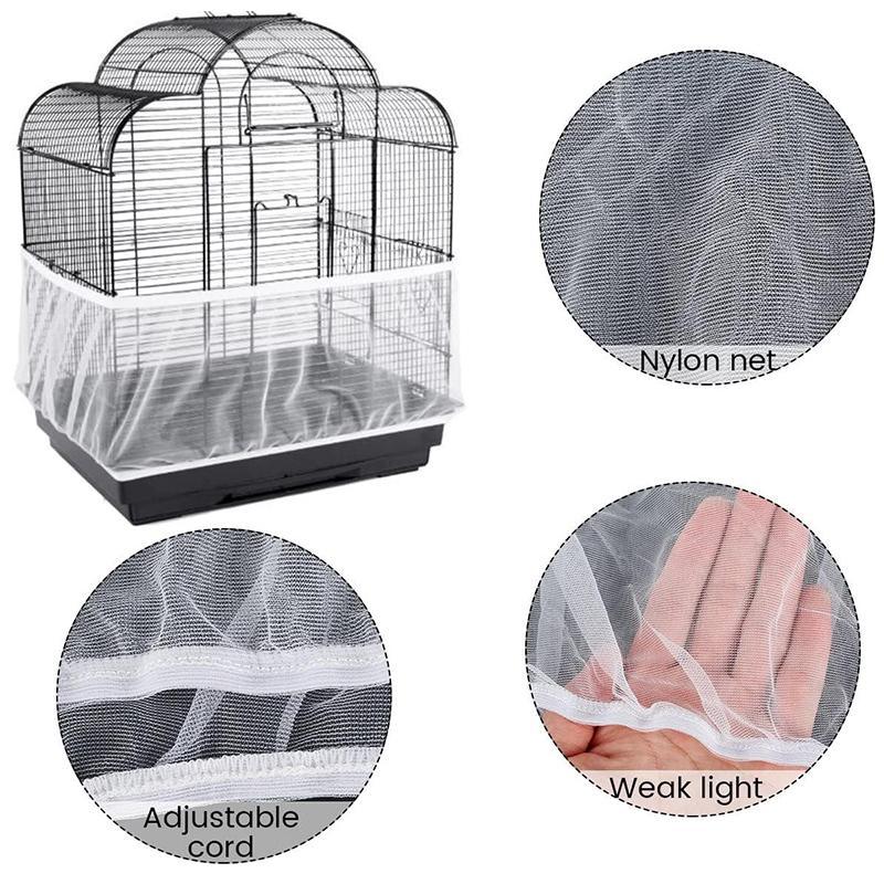 Shell Skirt Mesh Cover Pet Bird Cage Guard Nylon Net Seed Catcher