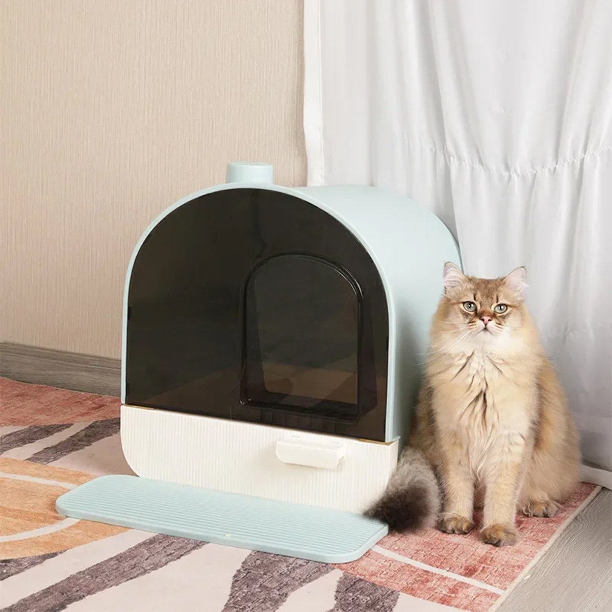 Fully Enclosed Cat Litter Box Large Litter Box with Drawer Cat Toilet Tray