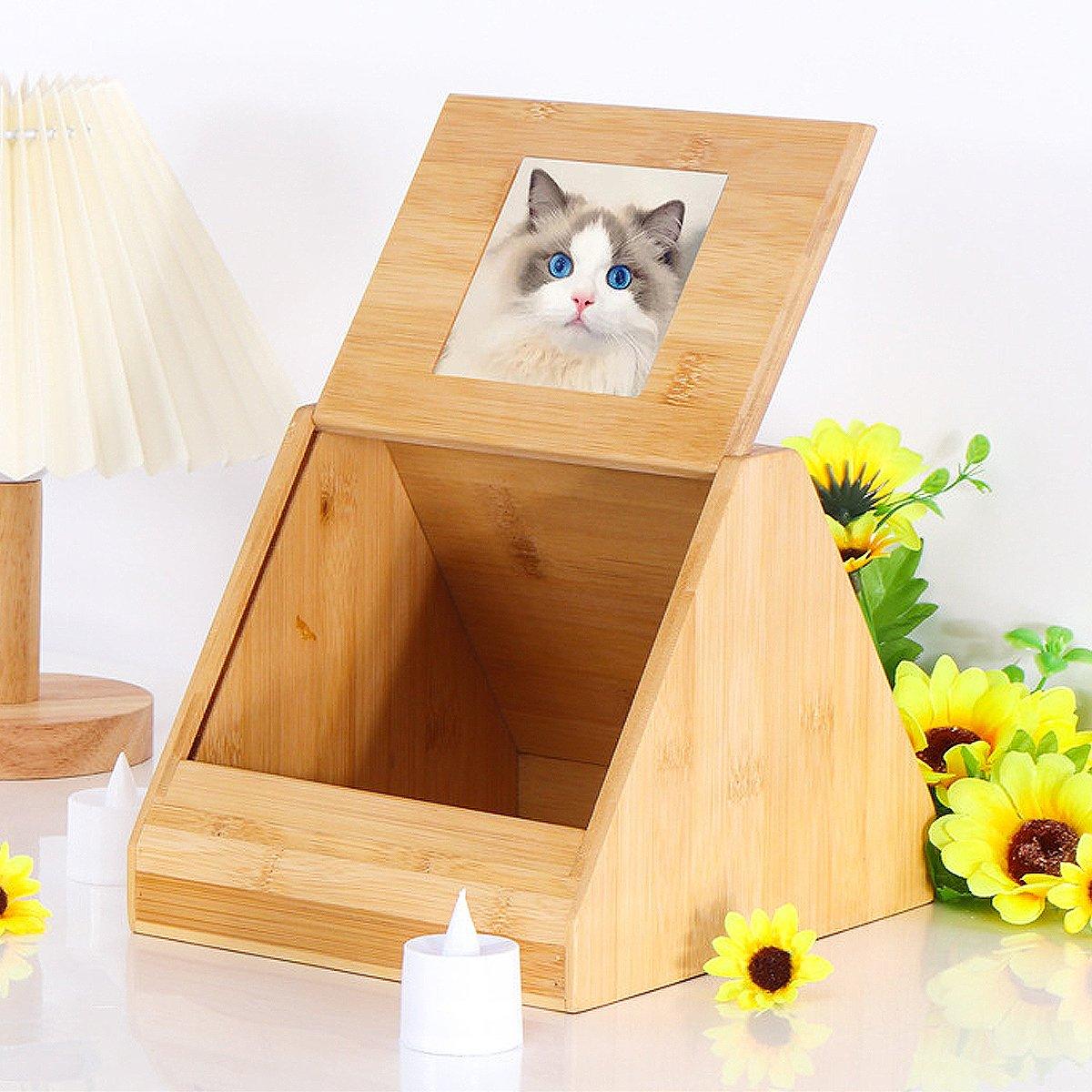 Wooden Pet Memorial Urn for Ashes with Photo Frame