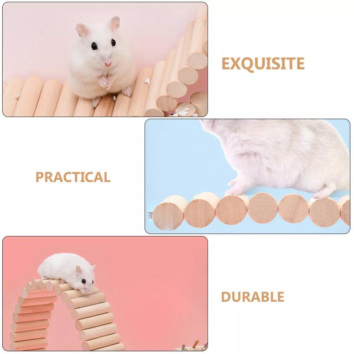 Wooden Hamster Toy Furniture Small Fence Climbing Stairs Arch Bridge for Pets