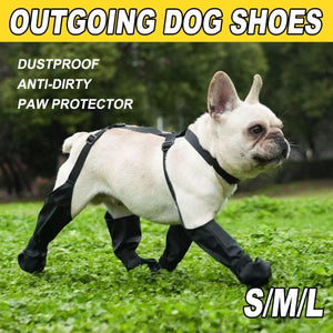 Waterproof Dog Shoes with Adjustable Suspenders Anti-Slip Dog Boots