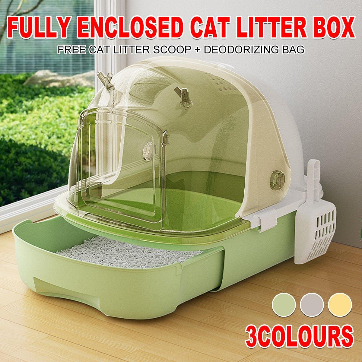 Cat Litter Box Oversized Fully Closed Cat Toilet Odor-proof