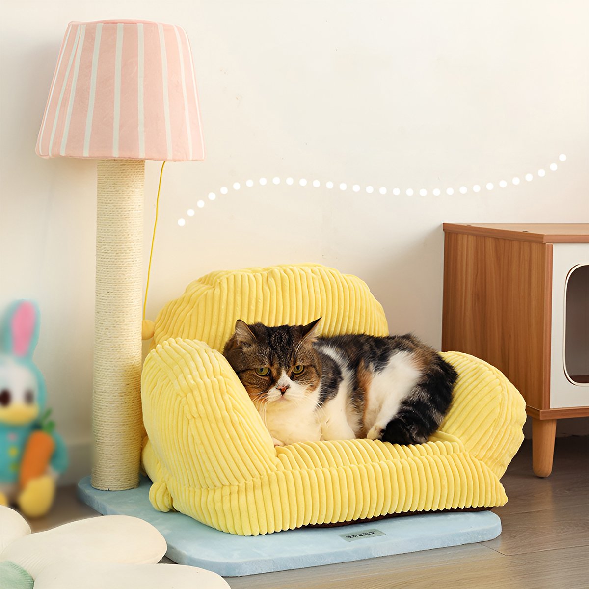 Cozy Cute Sofa Cat Lounge with Scratch Post