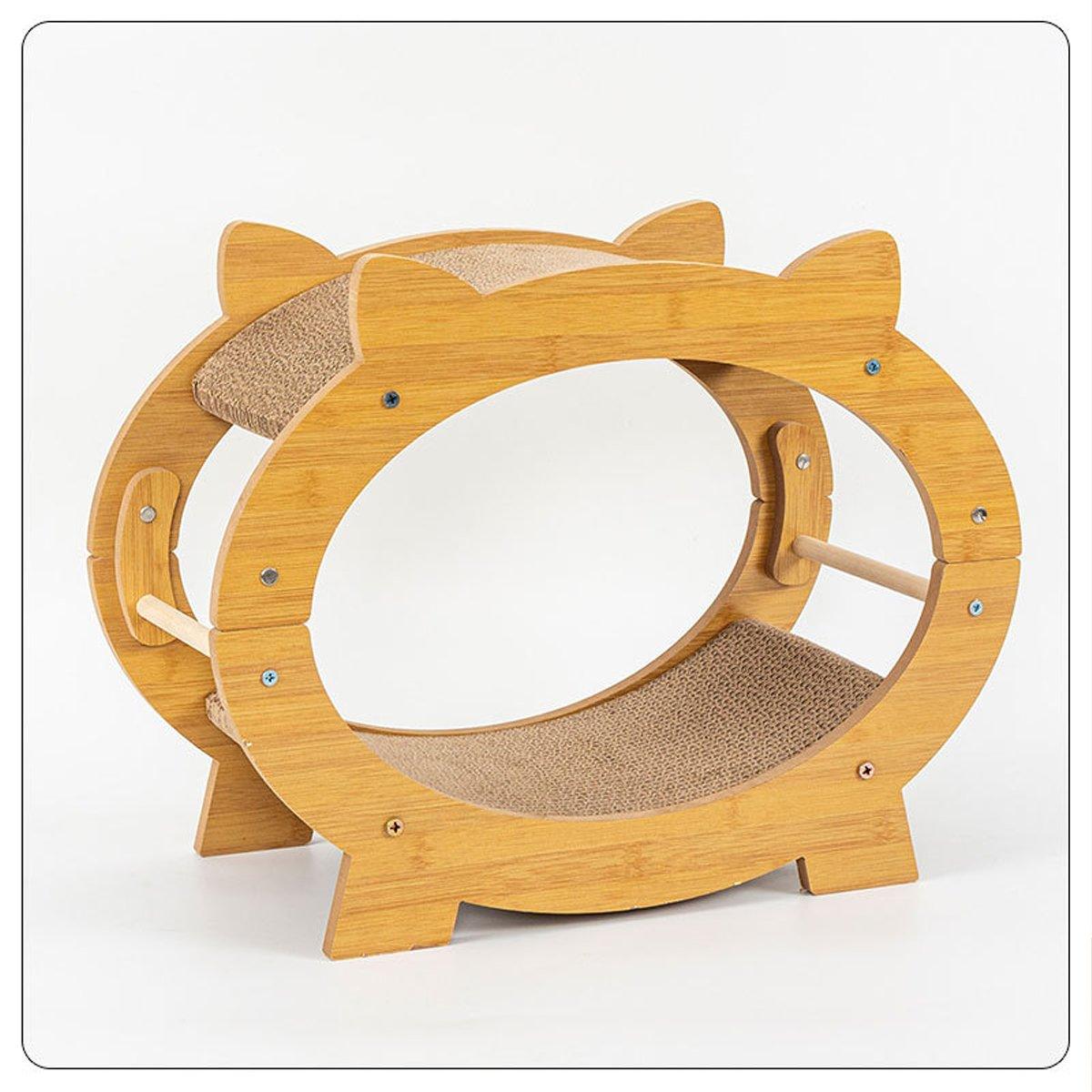 Eco-Friendly Cat Scratcher Lounge - Natural Wood & Corrugated Board