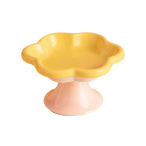 Elevated Ceramic Cat Bowl  Anti-Knock Flower-Shaped Dish for Cats & Small Pets