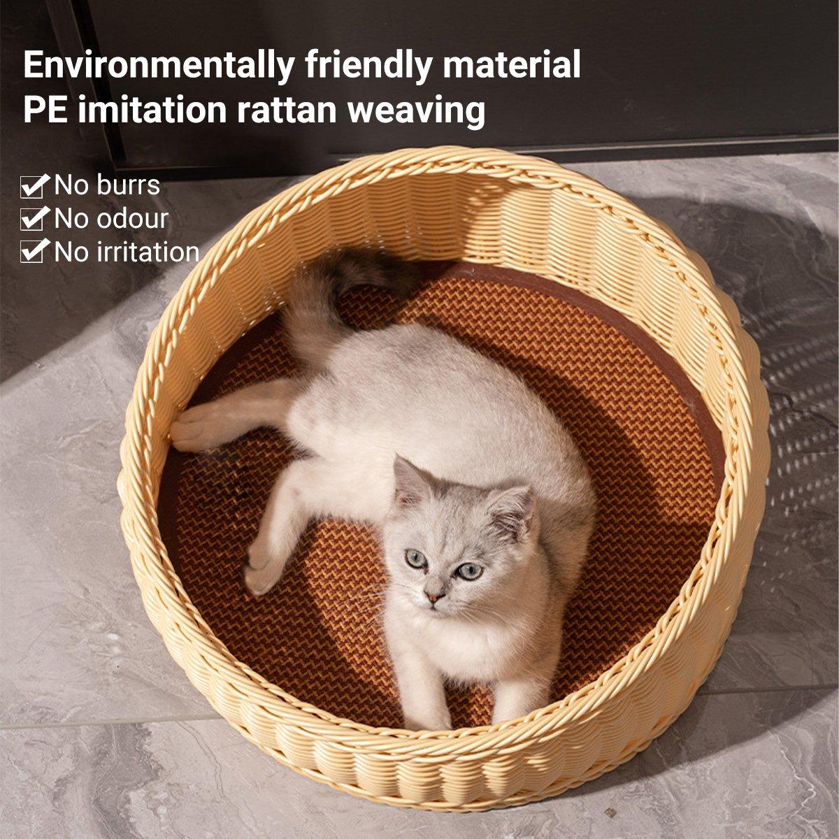 Rattan Cat Bed Open Cat House Summer Bed for Cats Pet Supplies