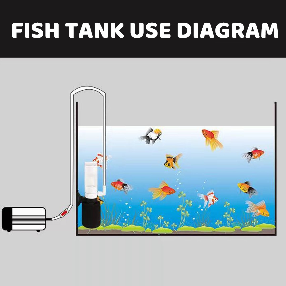 Compact Mini Internal Fish Tank Filter - Pneumatic Water Filter