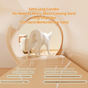 Fully Enclosed Cat Litter Box with Drawer Design Extra-Long Corridor & Leak-Proof