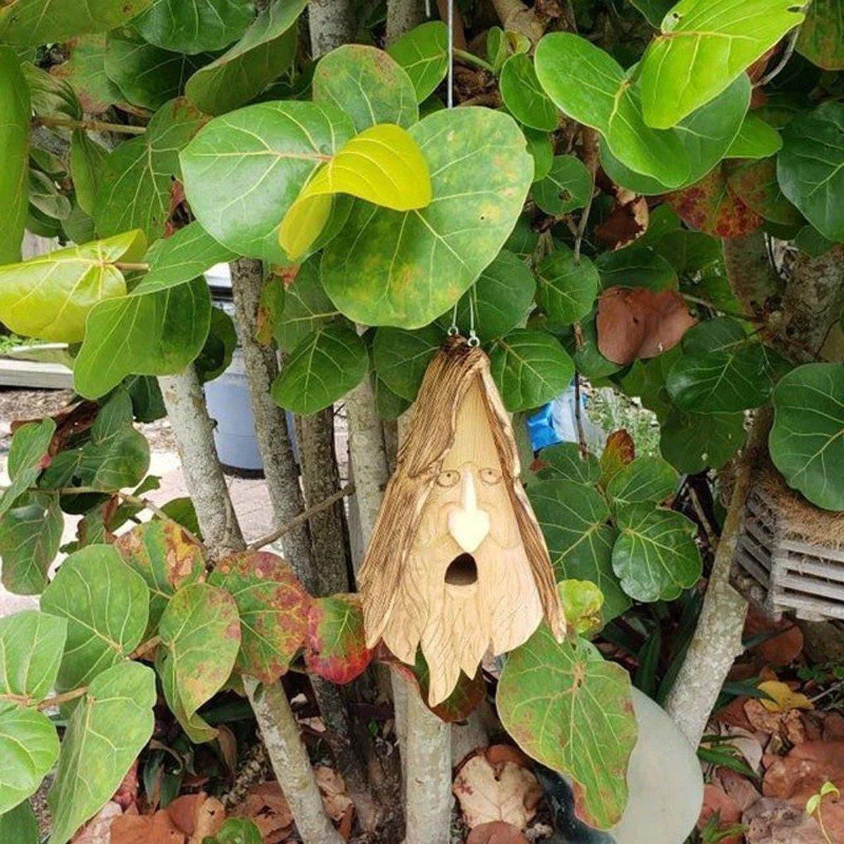 Resin Face Birdhouse Unique Hanging Bird Nest for Outdoor Décor