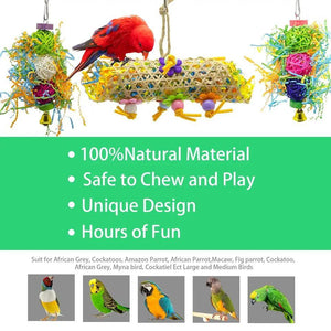 3PCS Bird Parrot Shredding Toys Hanging Cage