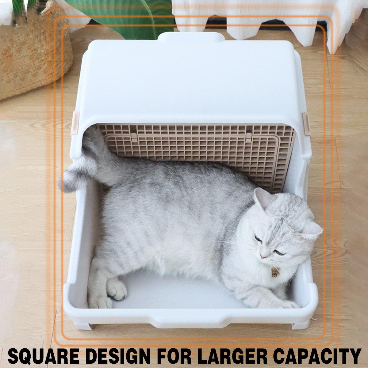 Semi Automatic Cat Litter Box Large Anti Splash Semi Enclosed Kitty Toilet