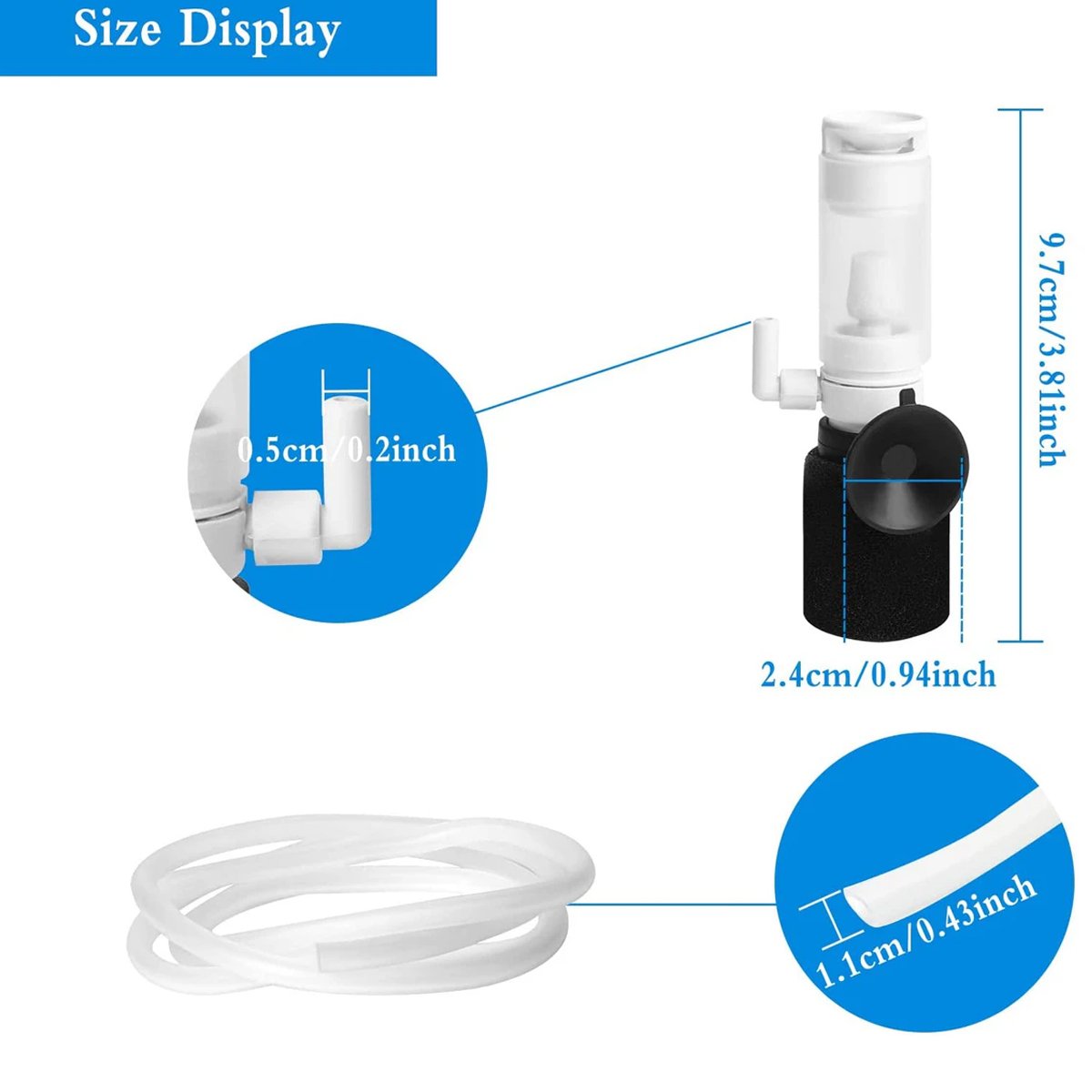 Compact Mini Internal Fish Tank Filter - Pneumatic Water Filter