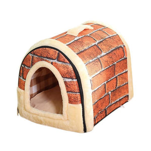 Pet Dog House Kennel Soft Igloo Beds Cave Cat Puppy Bed Doggy Warm Cushion Fold