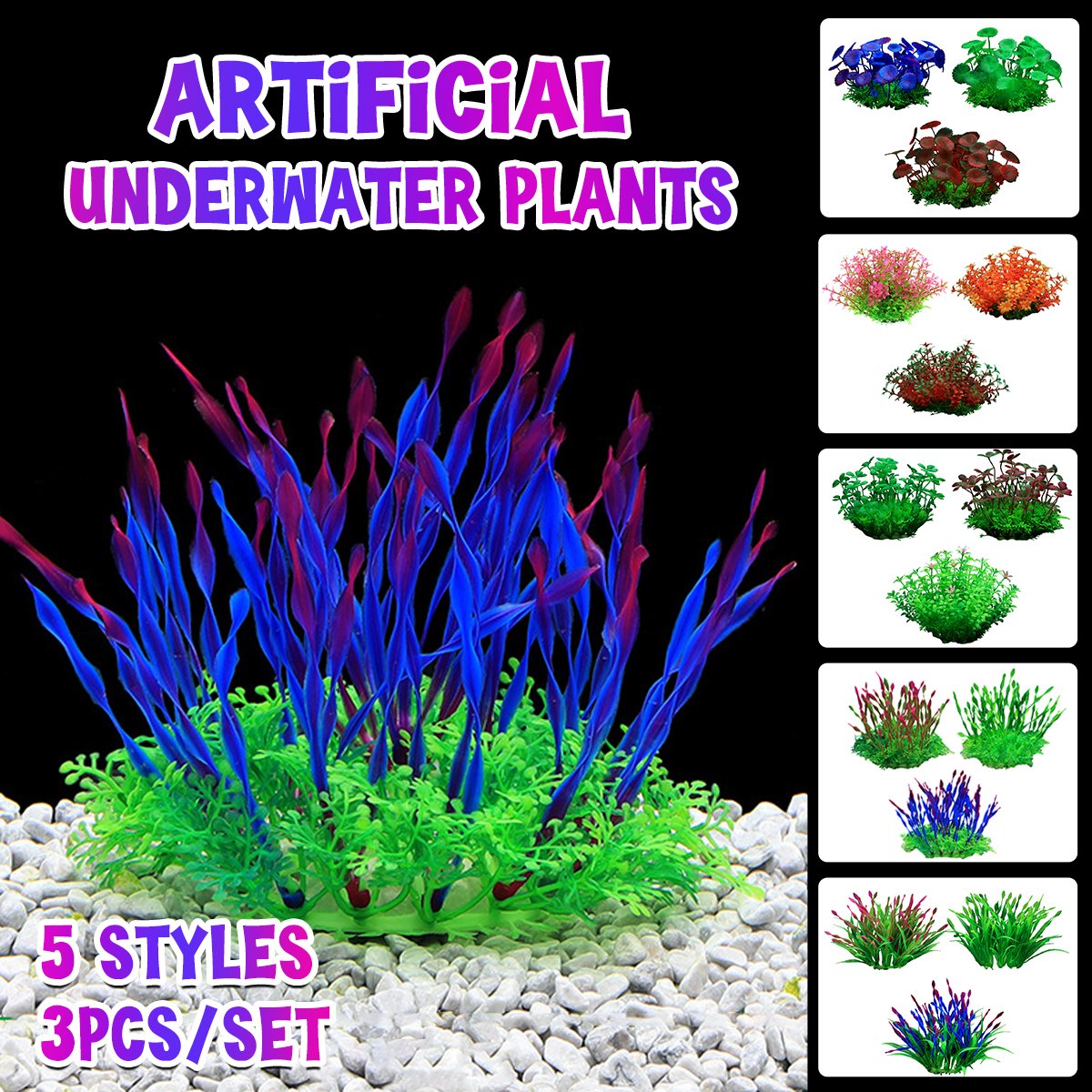 Vibrant Artificial Underwater Plants for Aquariums