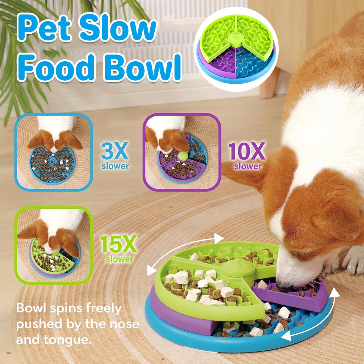 Interactive Slow Feeder Dog Bowl Rotating Design for Healthy Eating