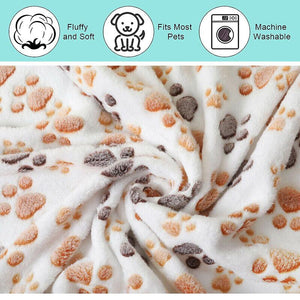 Soft Fleece Pet Blanket with Paw Print - Dog Cat Bed Cushion in S/M/L