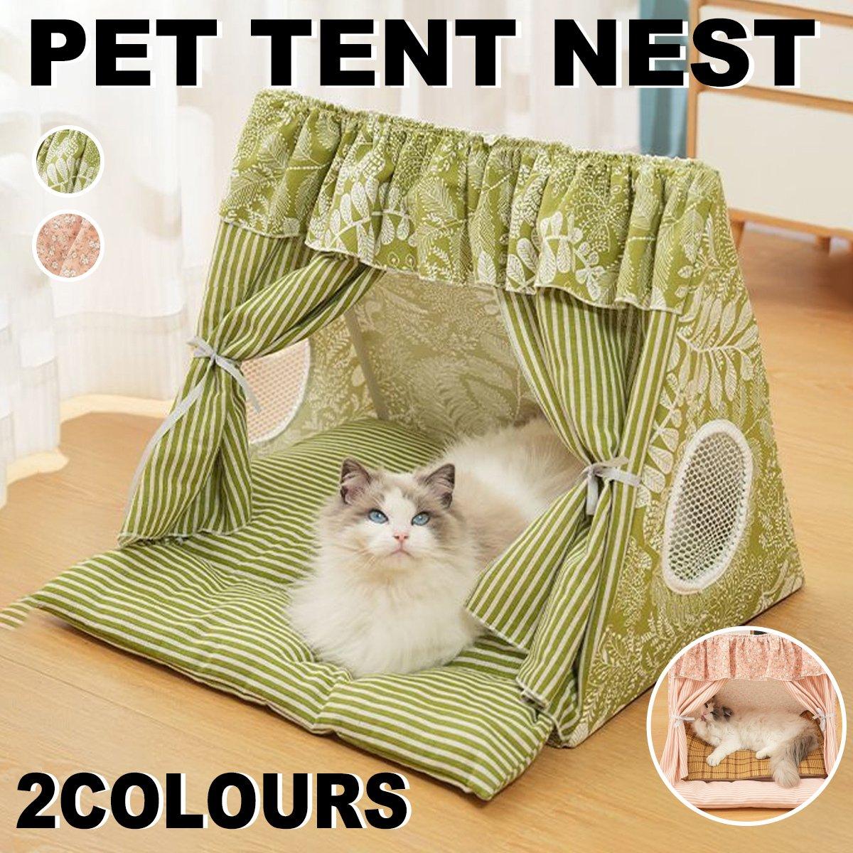 Semi-Closed Cat Tent Comfortable Pet Bed for Small Dogs & Medium Cats