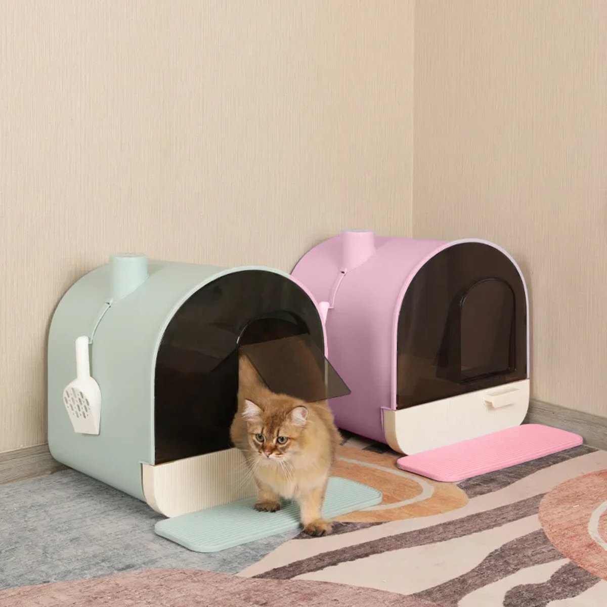 Fully Enclosed Cat Litter Box Large Litter Box with Drawer Cat Toilet Tray