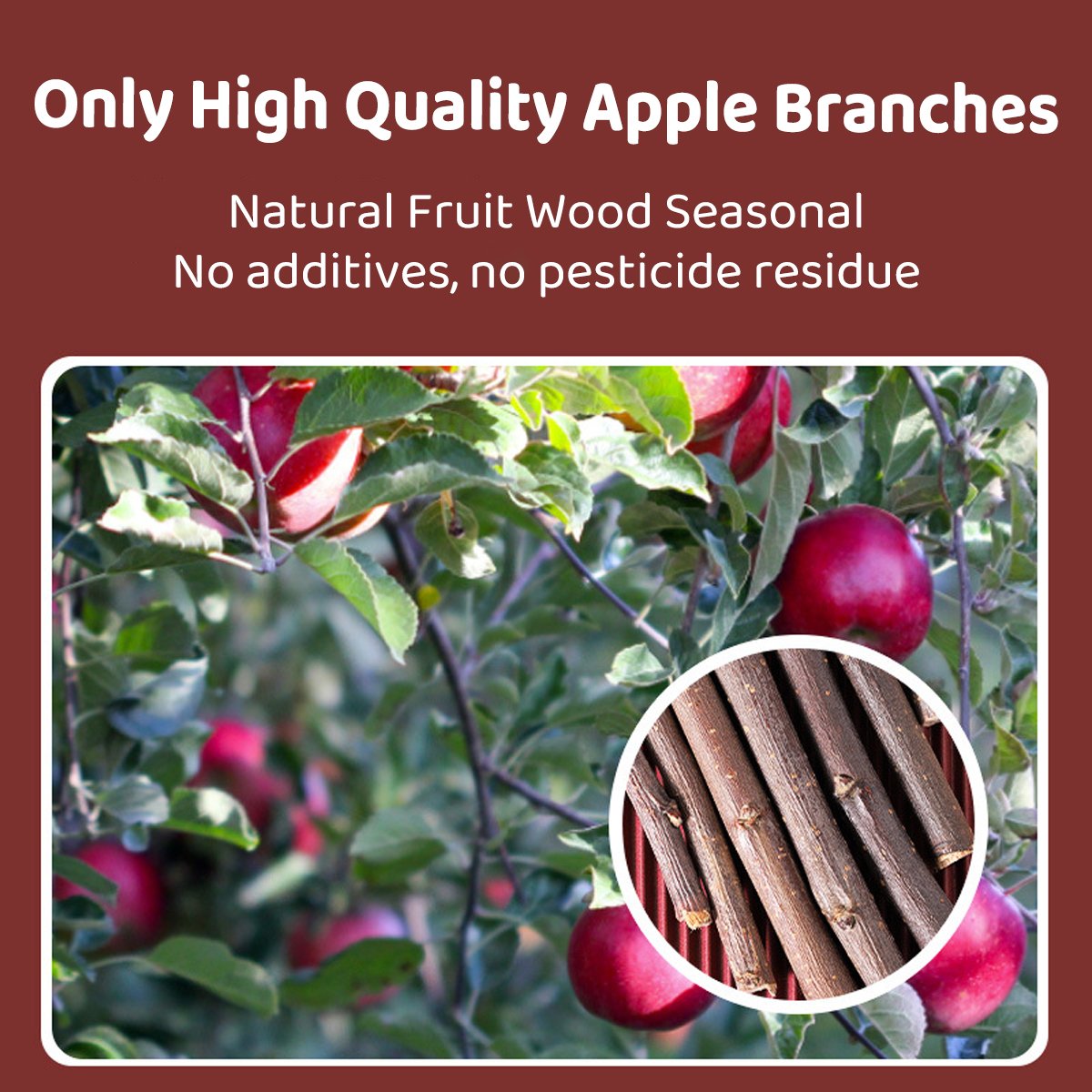 Natural Pet Chew Sticks - 100g Apple Branches and Sweet Bamboo