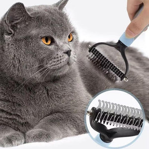 Premium Dog & Cat Deshedding Grooming Comb - Undercoat Rake Trimmer Brush