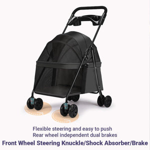 Compact Folding Pet Stroller Lightweight & Breathable