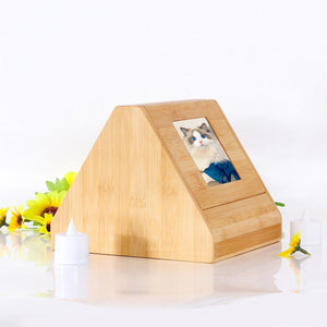 Wooden Pet Memorial Urn for Ashes with Photo Frame