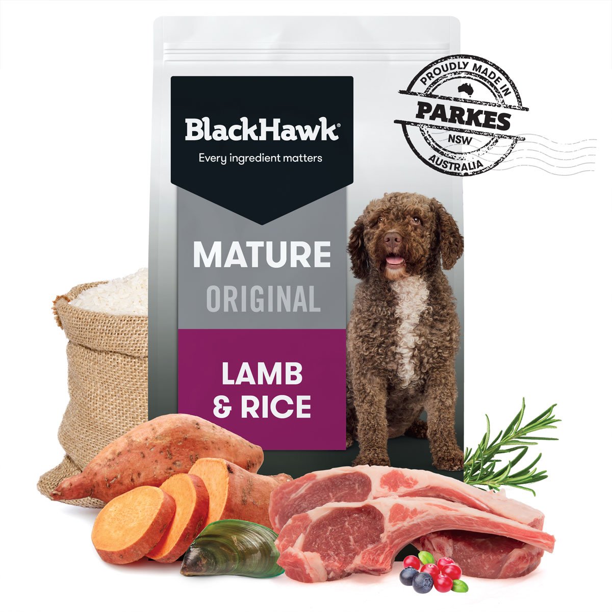 Black Hawk Original Mature Lamb & Rice Dry Dog Food For Aged 7+ 3KG/20KG