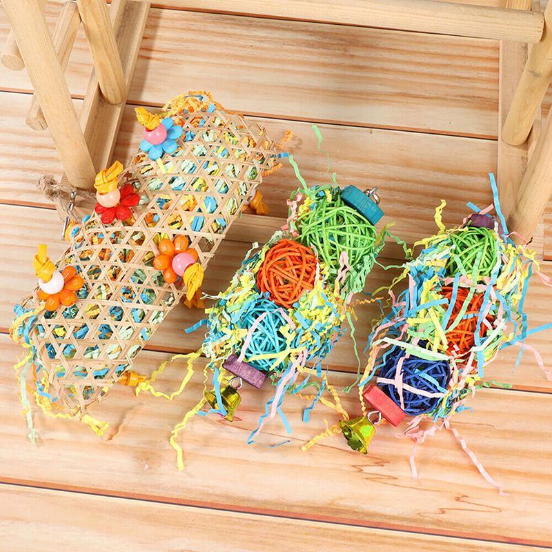 3PCS Bird Parrot Shredding Toys Hanging Cage