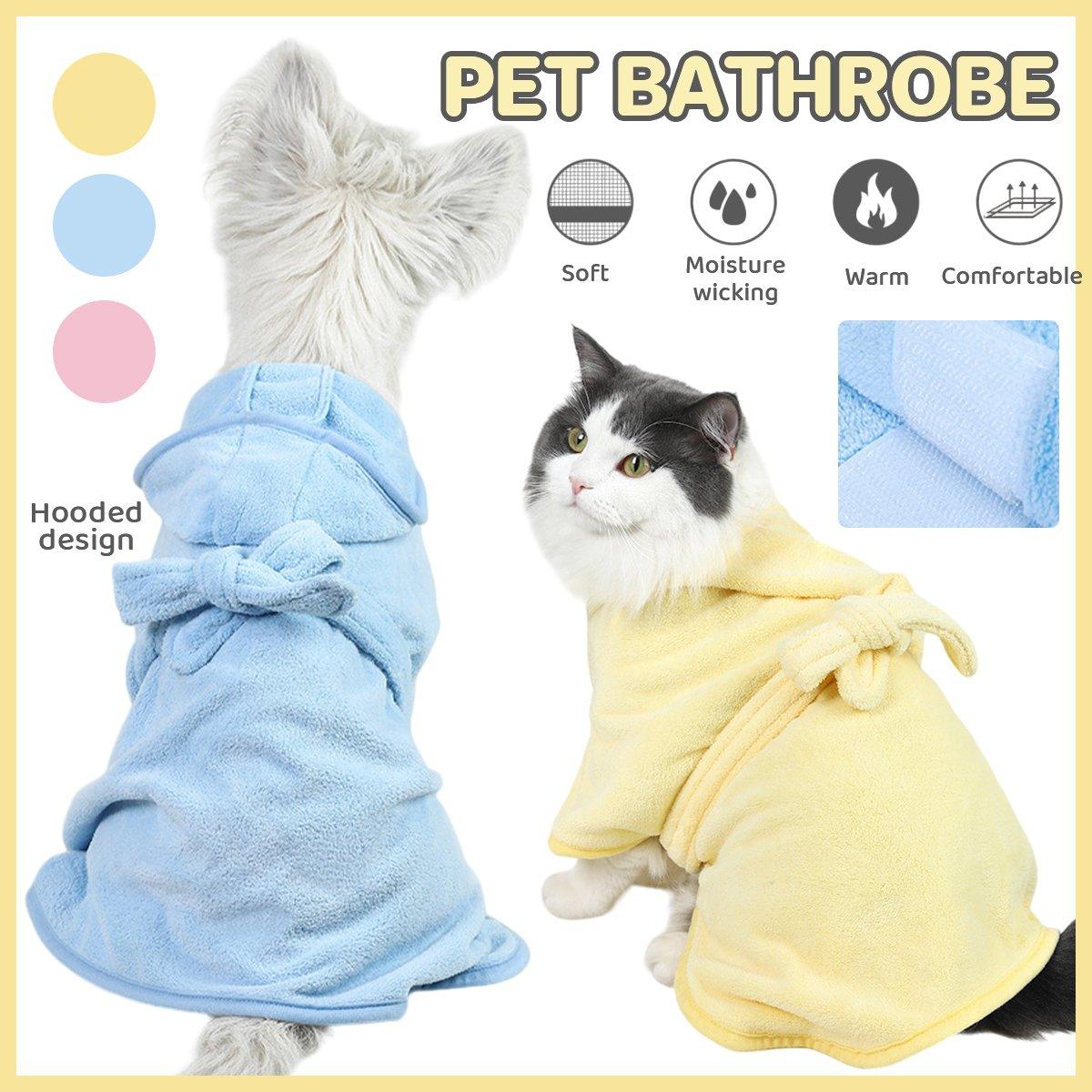 Absorbent Dog and Cat Bath Towel Microfiber Pet Bathrobe