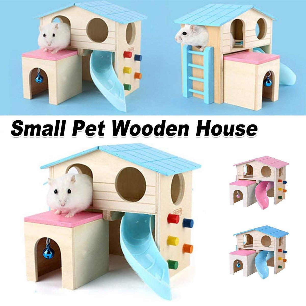 Small Pet Wooden House with Slide & Ladder