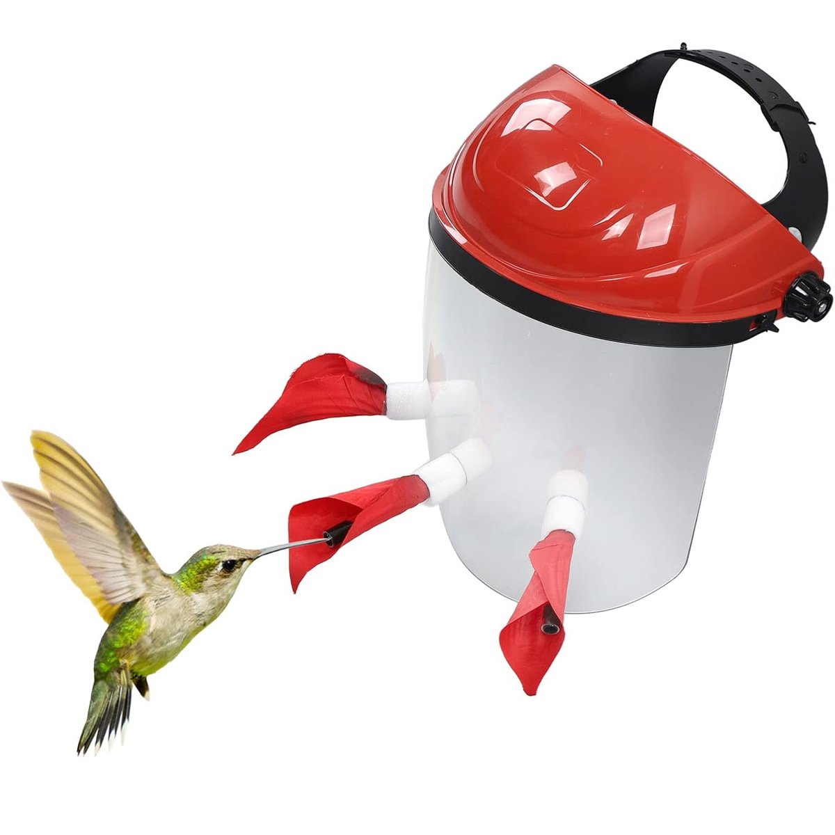 Interactive Hands-Free Hummingbird Feeder Helmet