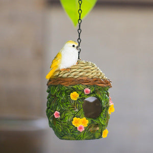 Hanging Resin Birdhouse Hand-Painted Outdoor Garden Decor