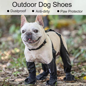 Waterproof Dog Shoes with Adjustable Suspenders Anti-Slip Dog Boots